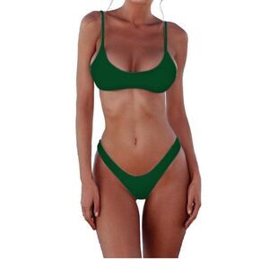SherryDC Women's Solid Scoop Neck Push up Padded Brazilian Bikini Swimsuit NWT